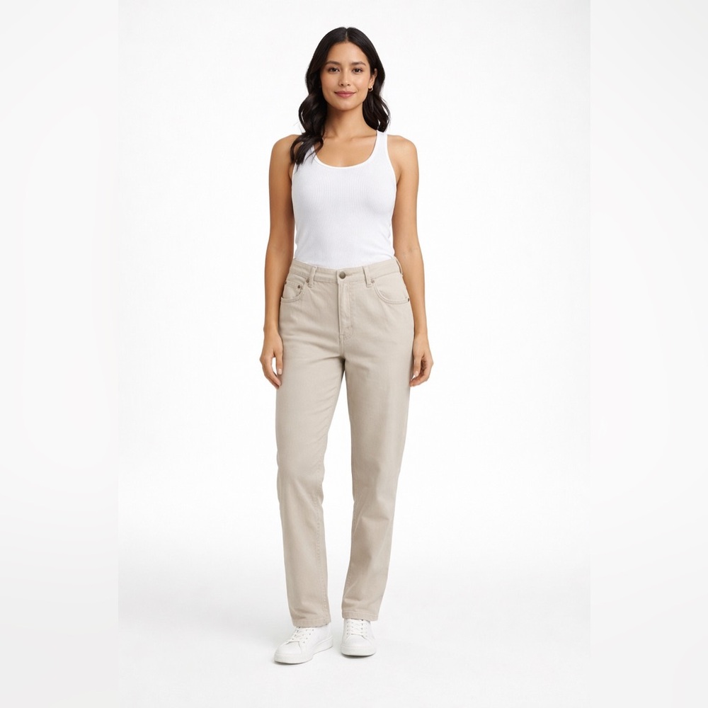 Eddie Bauer Denim Women’s Chino Pants Size 12 Beige Straight Leg Office Casual